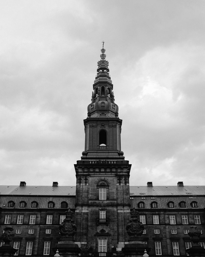 The tower of Christiansborg Palace, seat of the Danish Parliament, in Copenhagen