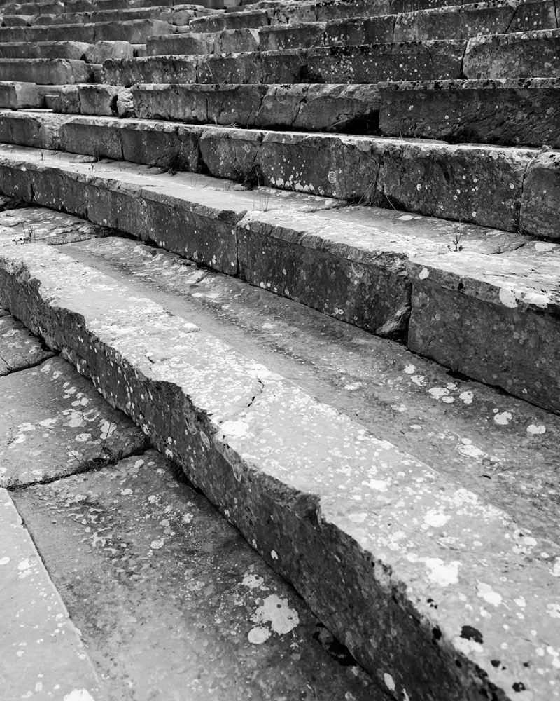 Worn stone steps of an ancient amphitheatre